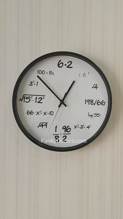 FunkyTradition Mathematics Minimal Wall Clock, Wall Watch, Wall Decor for Home Office Decor and Gifts 30 CM Tall