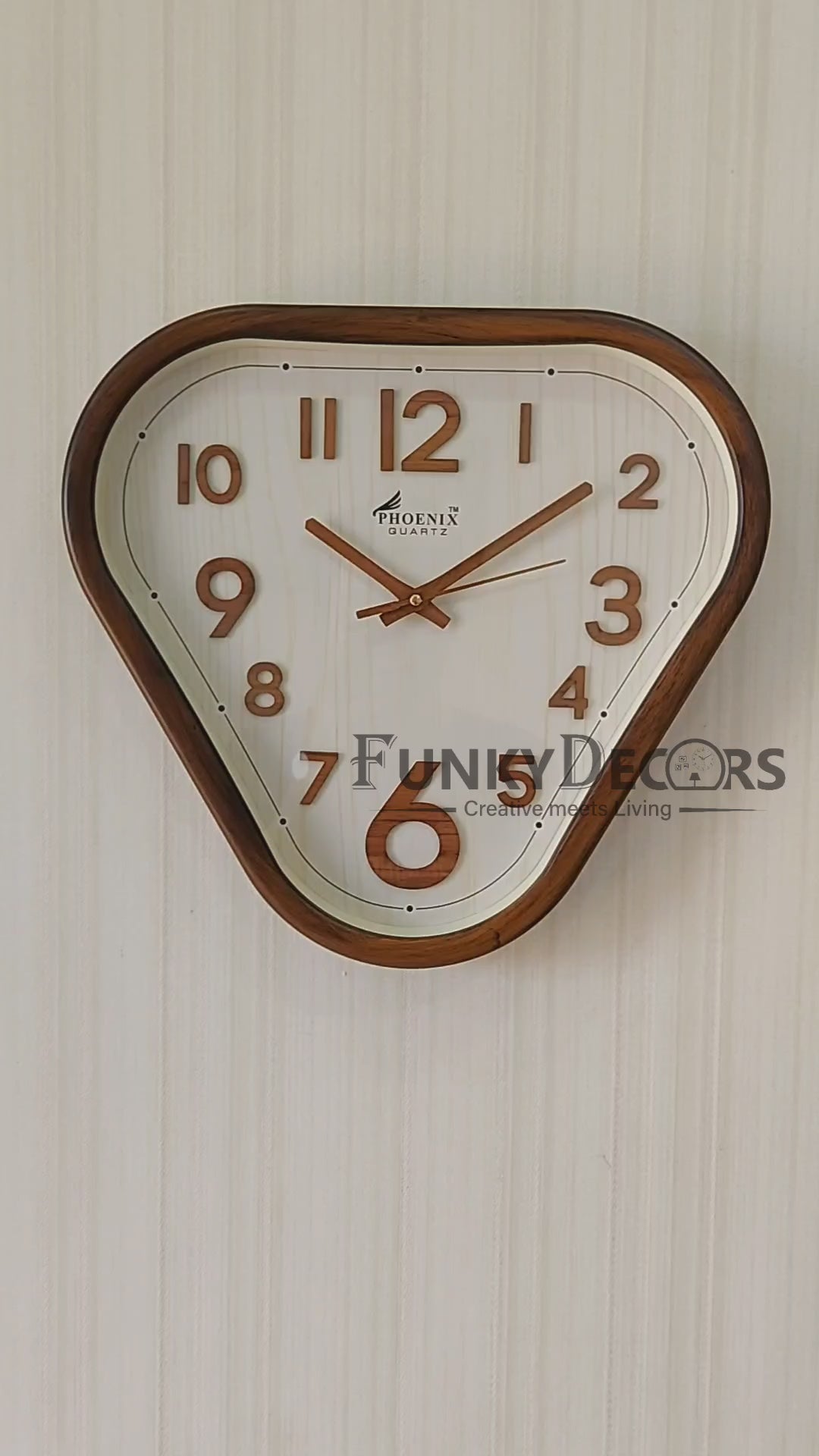 FunkyDecors Decorative Retro Triangle Wall Clock for Home Office Decor and Gifts 37 CM Tall