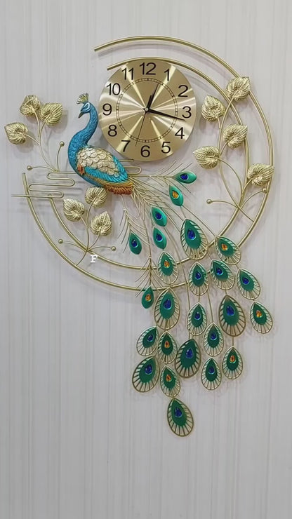 Designer Big Peacock Colorful Metal Wall Clock- FunkyTradition