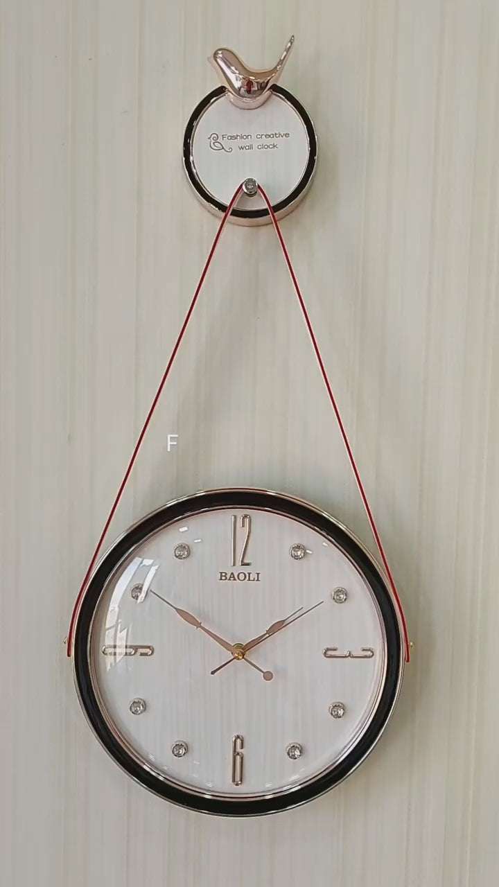 FunkyDecors Rose Gold White Sparrow Hanging Wall Clock Wall Clock, Wall Decor for Home Office and Gifts 70 CM Tall