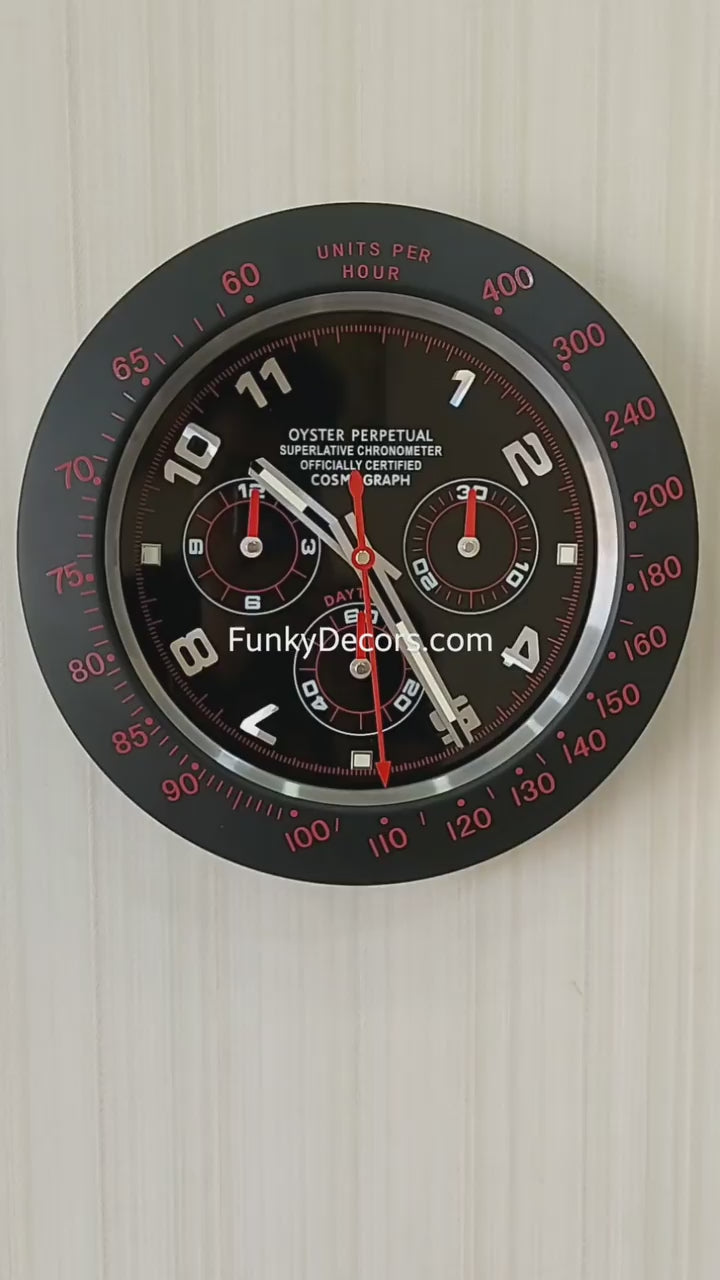 FunkyDecors Luxury Black Chronograph Stainless Steel Wall Clock For Royal Home and Bungalows, Wall Clock, Wall Watch