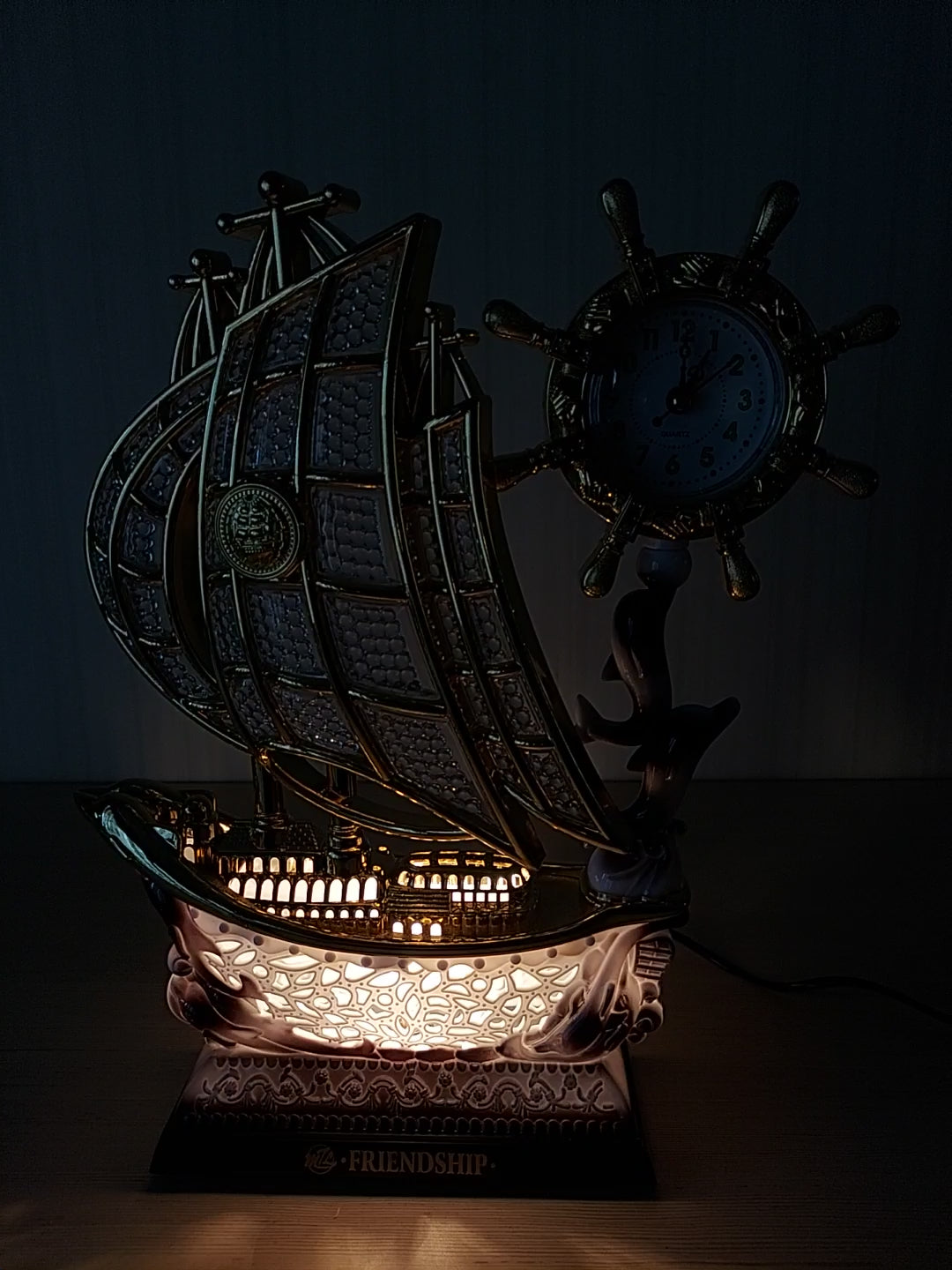 FunkyDecors Elegant Design Table Lamp with Compass Shape Alarm clock for Christmas, Anniversary, Birthday Gift, Home and Office Decor