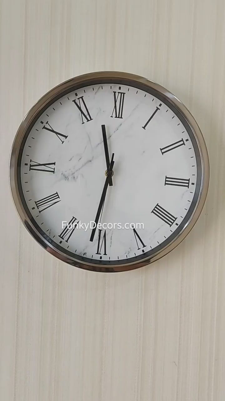 FunkyDecors Marble Design Minimal Wall Clock, Wall Watch, Wall Decor for Home Office Decor and Gifts 30 CM Tall