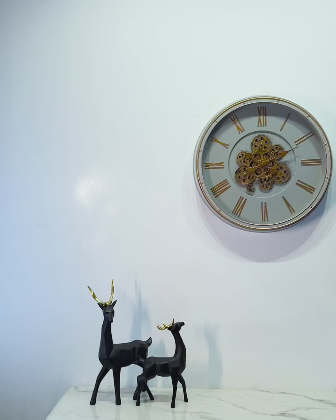 FunkyDecors Retro Style Moving Gear Wall Clock Chronograph Working Wall Watch 52 CM Tall