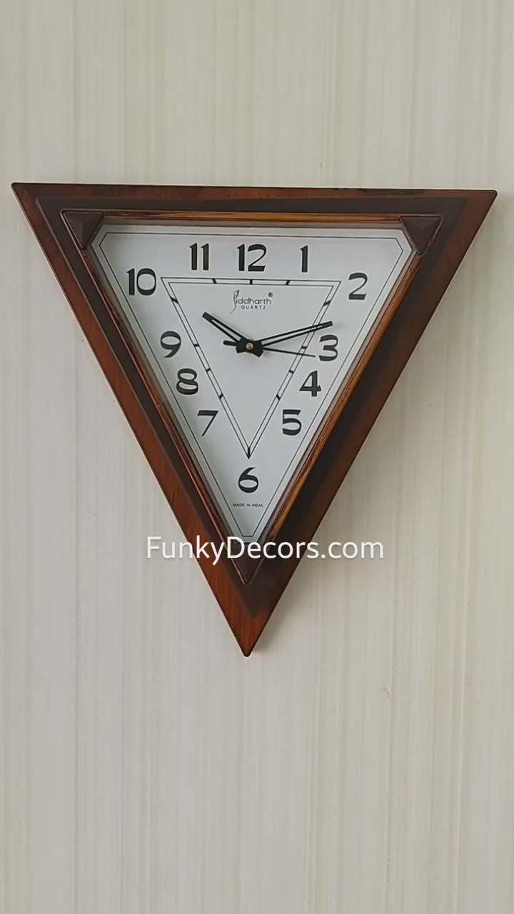 FunkyDecors Decorative Retro Triangle Pendulum Wall Clock for Home Office Decor and Gifts