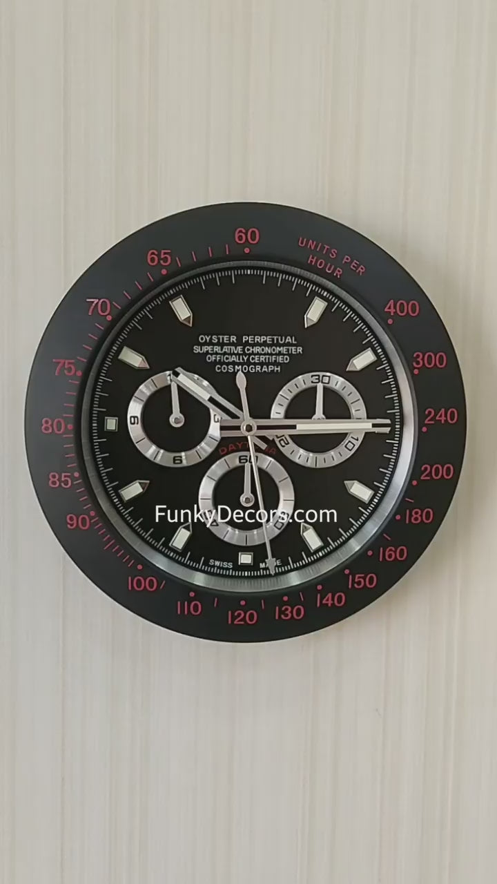 FunkyDecors Luxury Black Chronograph Stainless Steel Wall Clock For Royal Home and Bungalows, Wall Clock, Wall Watch