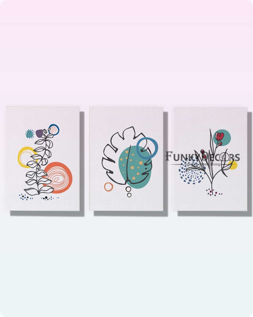 Quirky Abstract 3 Panels Art Frame For Wall Decor- Funkydecors Posters Prints &amp; Visual Artwork