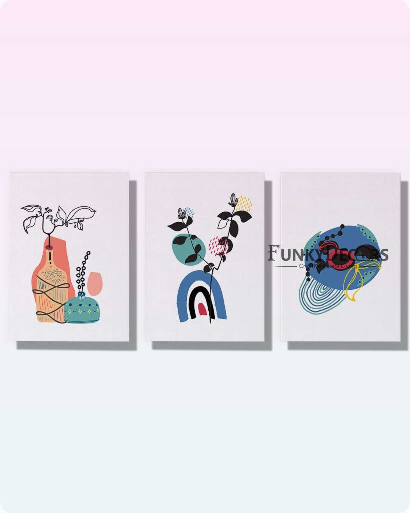 Quirky Abstract 3 Panels Art Frame For Wall Decor- Funkydecors Posters Prints &amp; Visual Artwork
