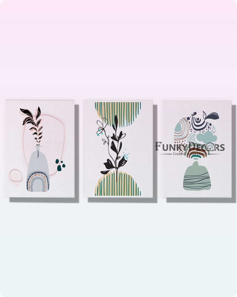Quirky Abstract 3 Panels Art Frame For Wall Decor- Funkydecors Posters Prints &amp; Visual Artwork