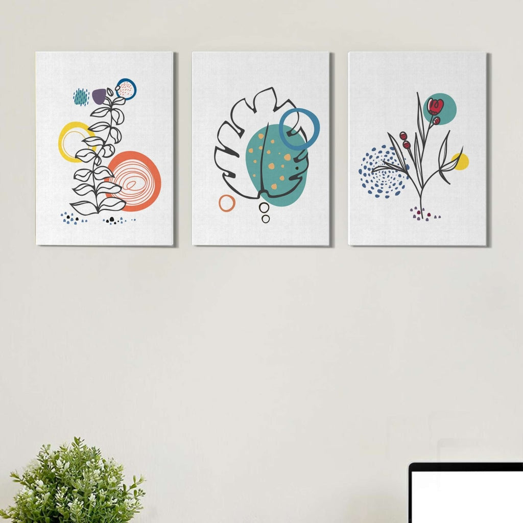 Quirky Abstract 3 Panels Art Frame For Wall Decor- Funkydecors Xs / Canvas Posters Prints &amp; Visual