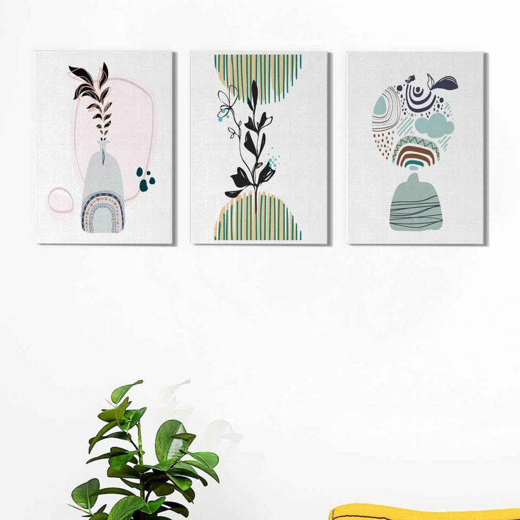 Quirky Abstract 3 Panels Art Frame For Wall Decor- Funkydecors Xs / Canvas Posters Prints &amp; Visual
