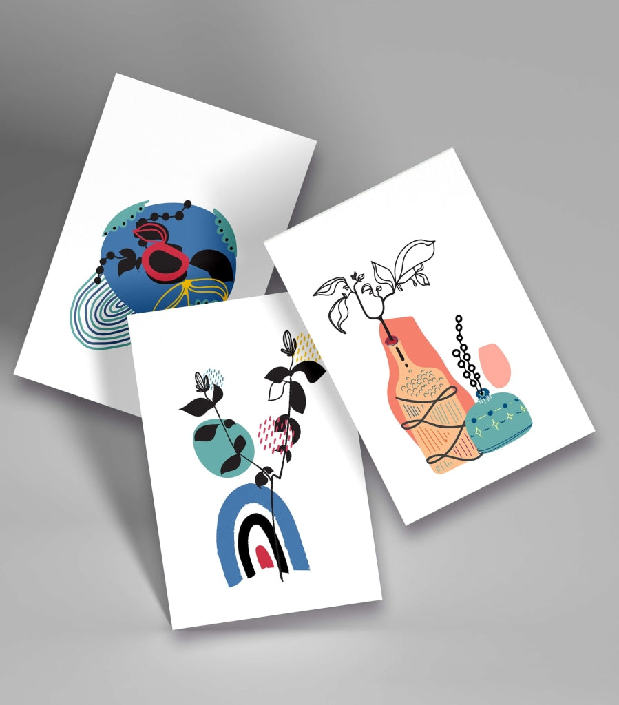 Quirky Abstract 3 Panels Art Frame For Wall Decor- Funkydecors Xs / Roll Posters Prints &amp; Visual