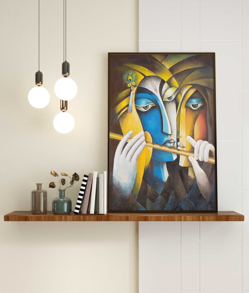 Radha Krishna - Spiritual Art Frame For Wall Decor- Funkydecors Xs / Black Posters Prints &amp; Visual