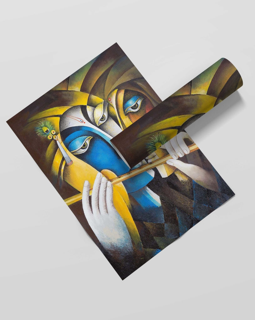 Radha Krishna - Spiritual Art Frame For Wall Decor- Funkydecors Xs / Roll Posters Prints &amp; Visual