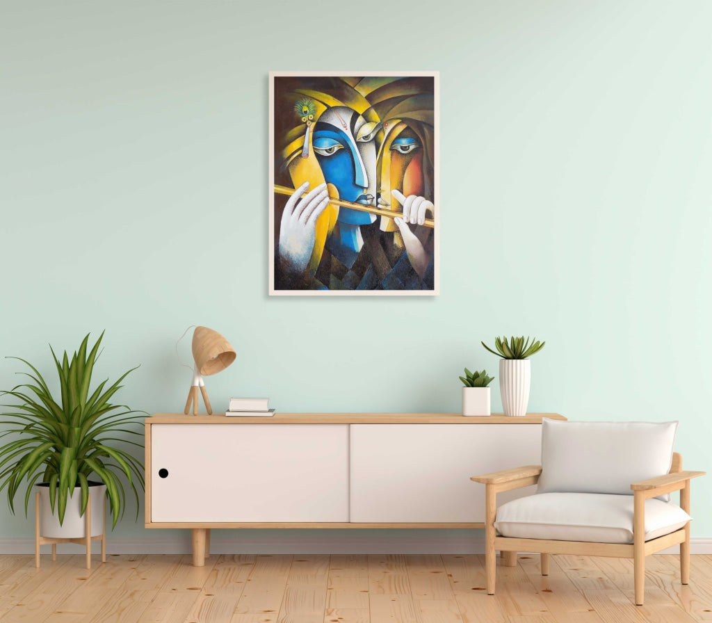 Radha Krishna - Spiritual Art Frame For Wall Decor- Funkydecors Xs / White Posters Prints &amp; Visual