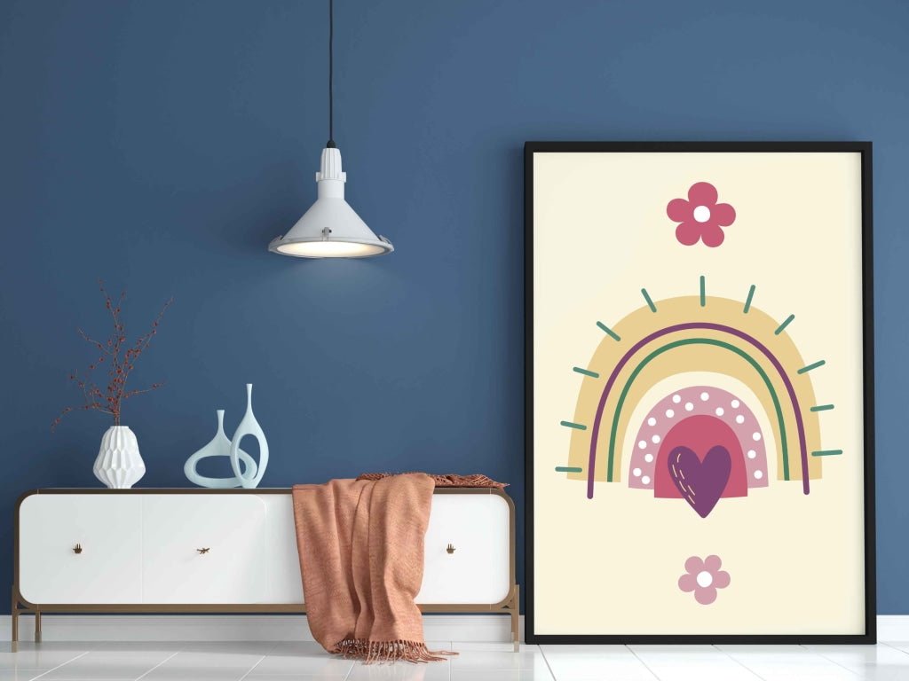 Rainbow Love Art Frame For Wall Decor- Funkydecors Xs / Black Posters Prints &amp; Visual Artwork