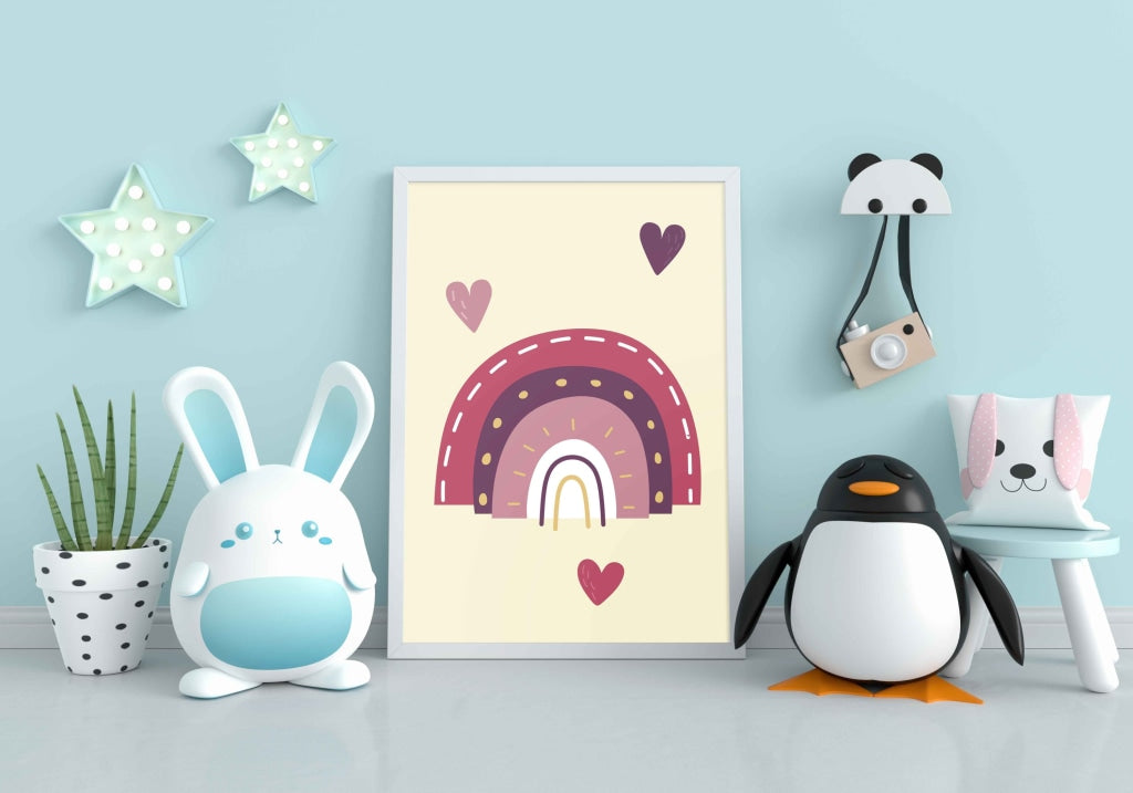 Rainbow Love Art Frame For Wall Decor- Funkydecors Xs / White Posters Prints &amp; Visual Artwork
