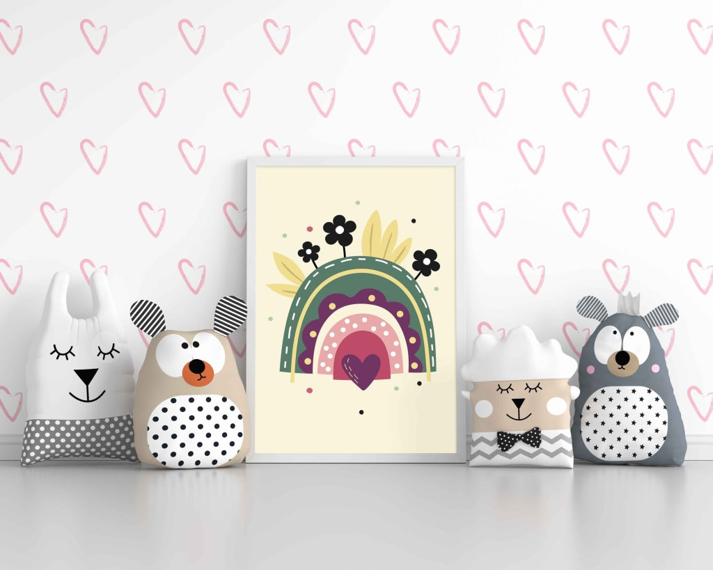 Rainbow Love Art Frame For Wall Decor- Funkydecors Xs / White Posters Prints &amp; Visual Artwork