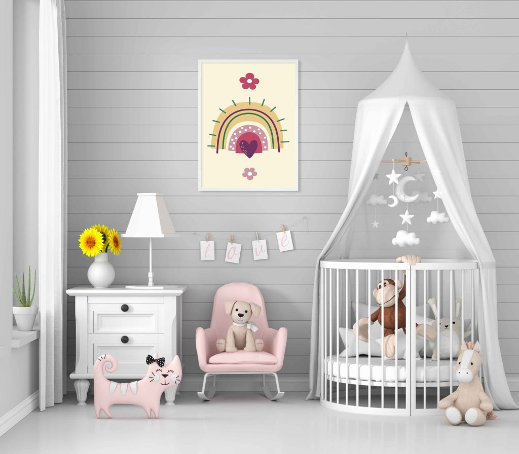 Rainbow Love Art Frame For Wall Decor- Funkydecors Xs / White Posters Prints &amp; Visual Artwork