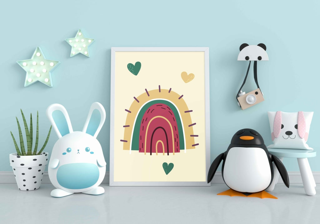 Rainbow Love Art Frame For Wall Decor- Funkydecors Xs / White Posters Prints &amp; Visual Artwork