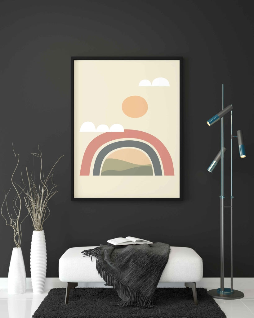 Rainbow Minimal Art Frame For Wall Decor- Funkydecors Xs / Black Posters Prints &amp; Visual Artwork