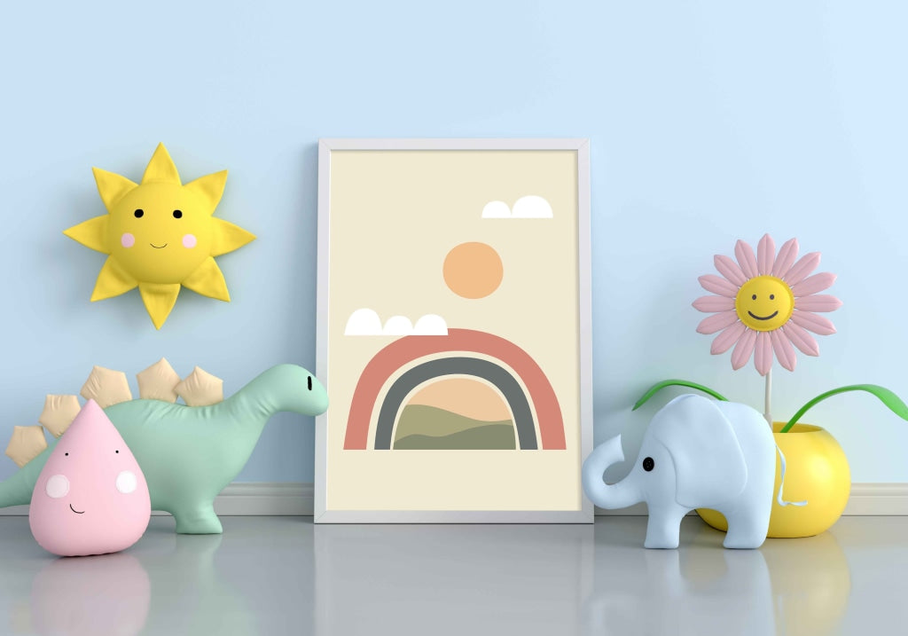 Rainbow Minimal Art Frame For Wall Decor- Funkydecors Xs / White Posters Prints &amp; Visual Artwork