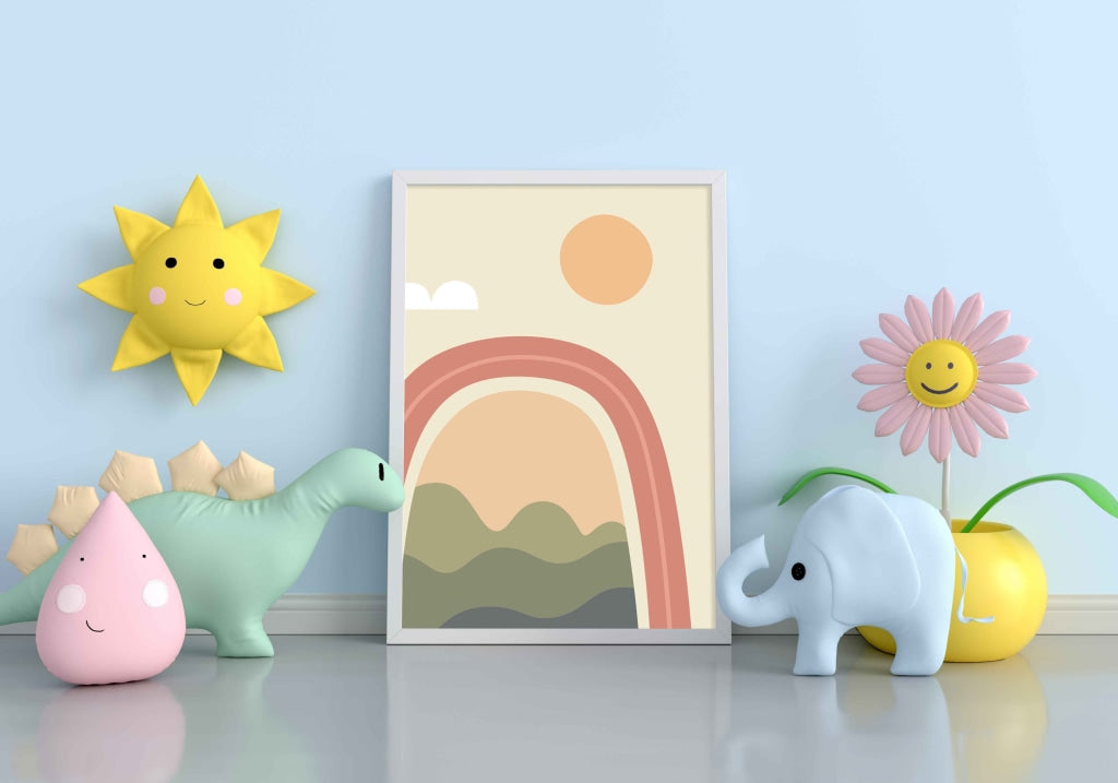 Rainbow Minimal Art Frame For Wall Decor- Funkydecors Xs / White Posters Prints &amp; Visual Artwork