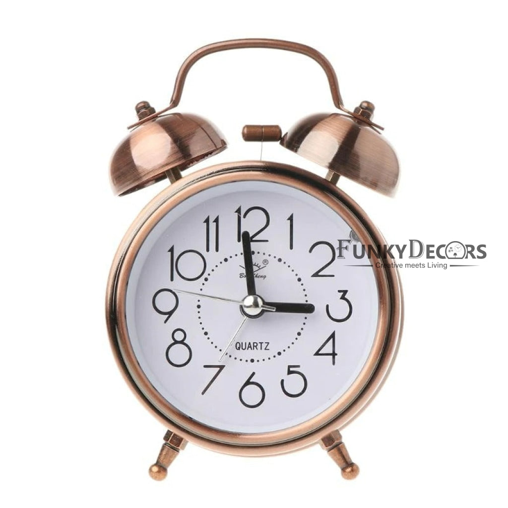 Red Bronze Retro Style Alarm Kids Room Table Clock For Home And Office Decor-Funkydecors Clocks