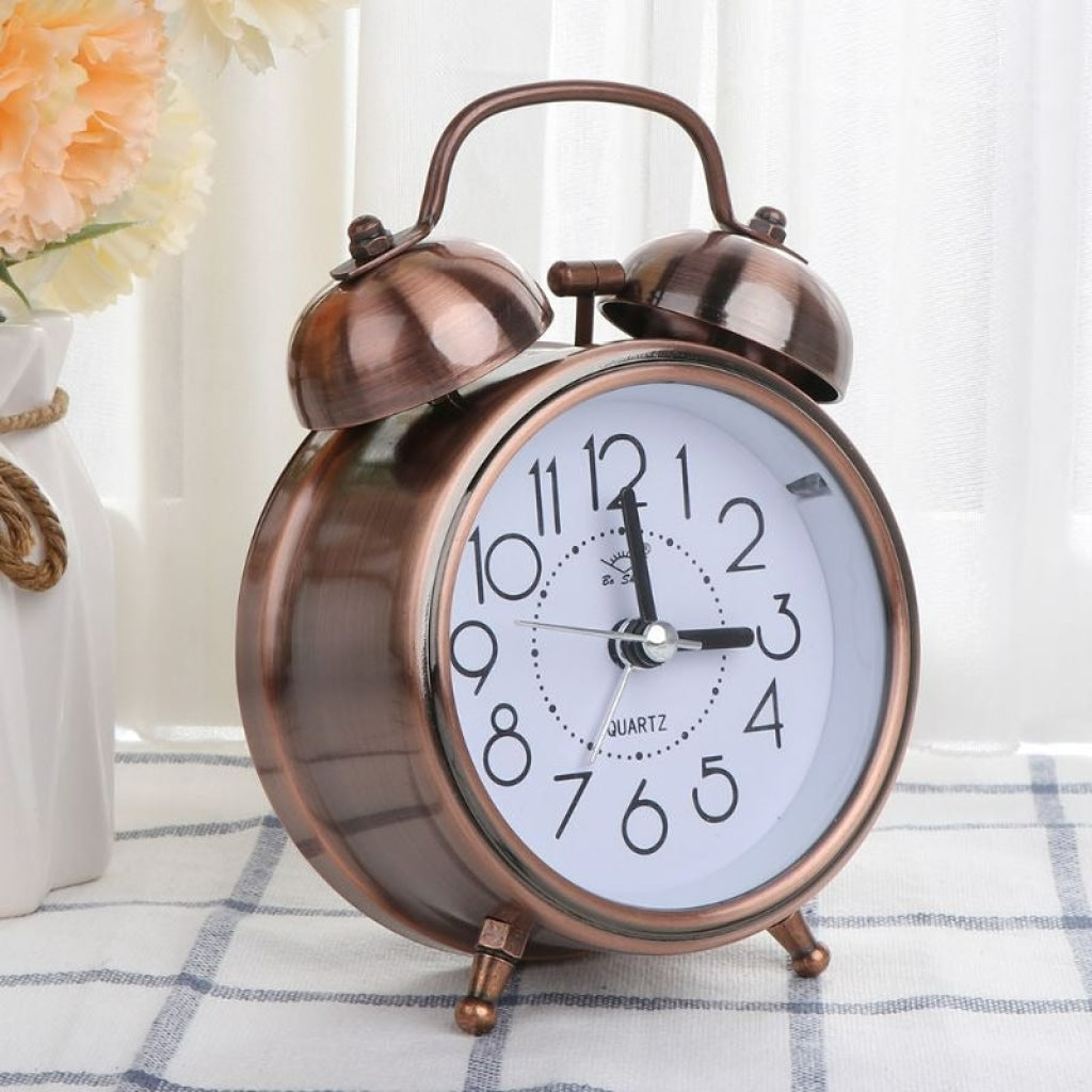 Red Bronze Retro Style Alarm Kids Room Table Clock For Home And Office Decor-Funkydecors Clocks