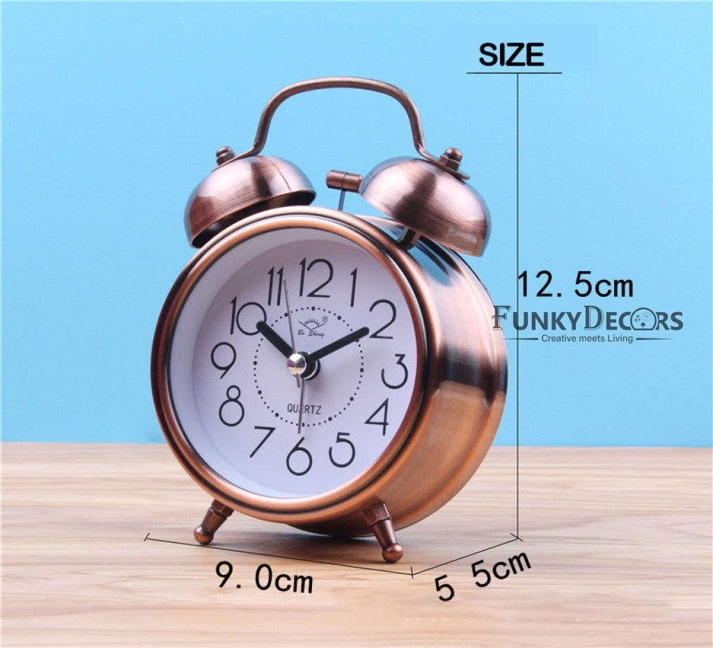 Red Bronze Retro Style Alarm Kids Room Table Clock For Home And Office Decor-Funkydecors Clocks
