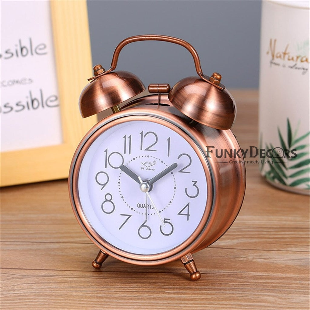 Red Bronze Retro Style Alarm Kids Room Table Clock For Home And Office Decor-Funkydecors Clocks