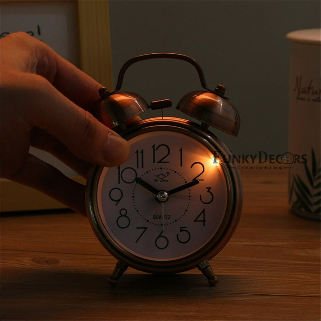 Red Bronze Retro Style Alarm Kids Room Table Clock For Home And Office Decor-Funkydecors Clocks