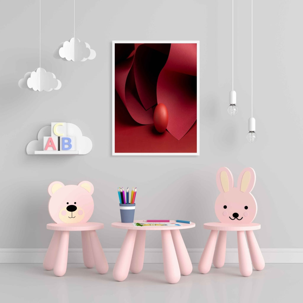 Red Circular Geometric Art Frame For Wall Decor- Funkydecors Xs / White Posters Prints & Visual