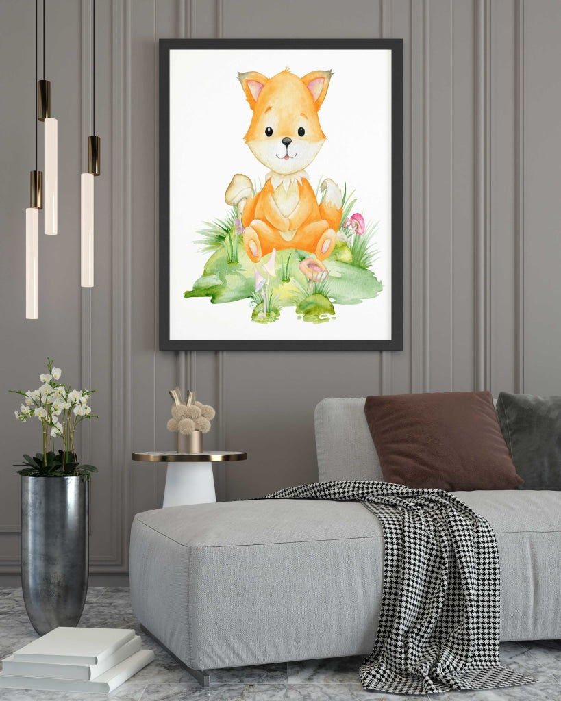 Red Fox - Nursery Art Frame For Wall Decor- Funkydecors Xs / Black Posters Prints &amp; Visual Artwork