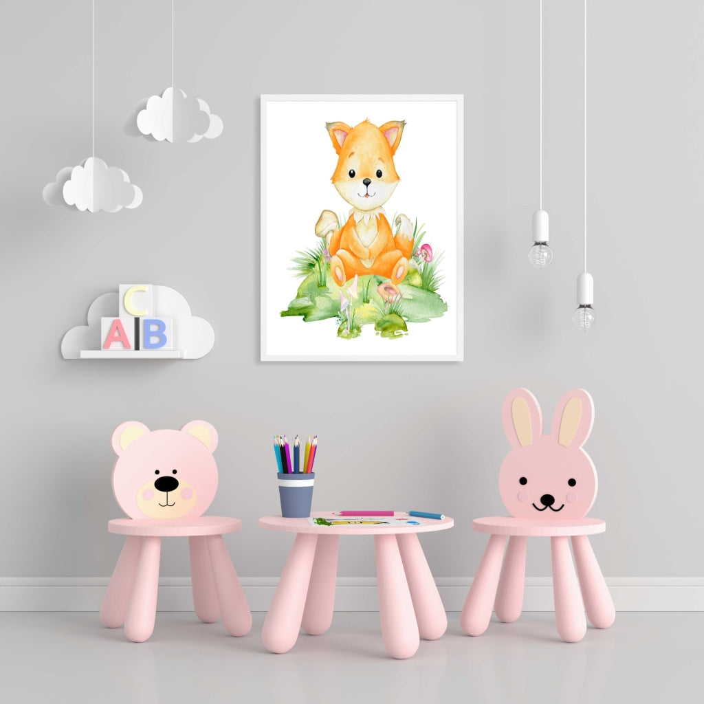 Red Fox - Nursery Art Frame For Wall Decor- Funkydecors Xs / White Posters Prints & Visual Artwork