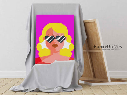 Retro Women Glasses Portrait Art Frame For Wall Decor- Funkydecors Posters Prints & Visual Artwork