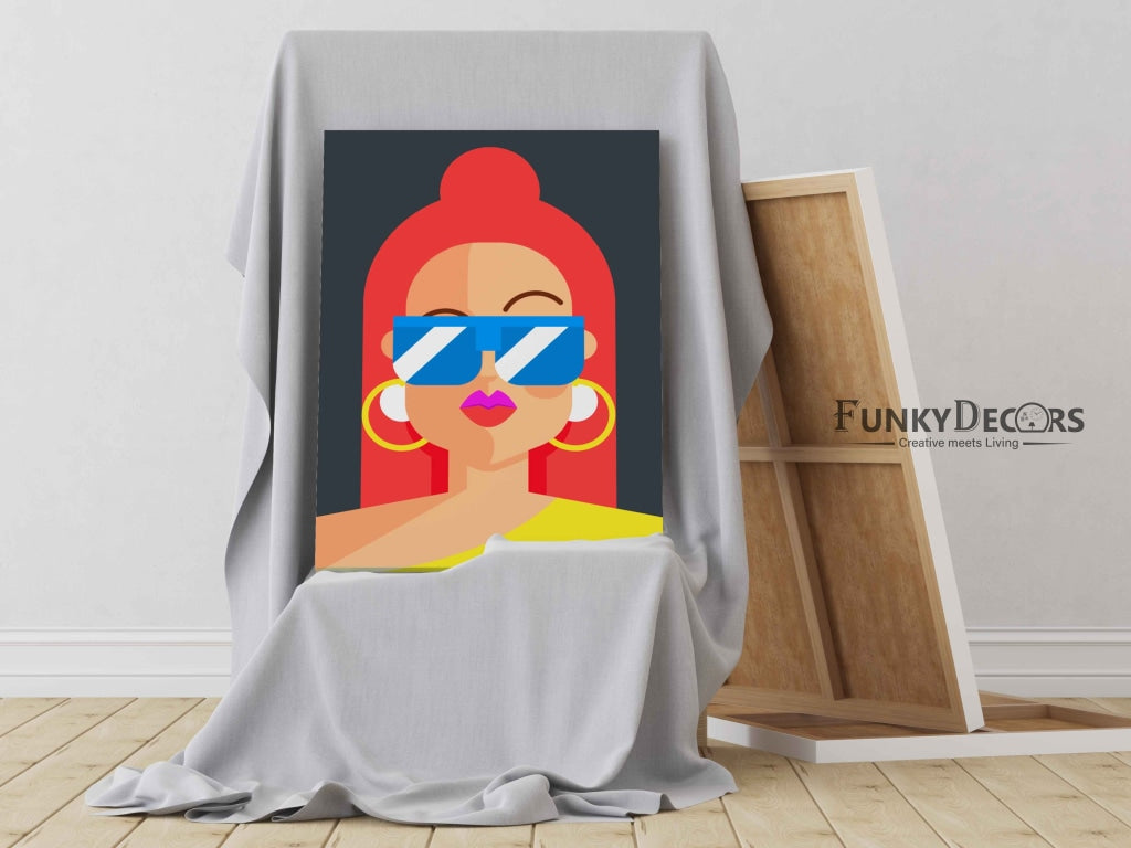 Retro Women Glasses Portrait Art Frame For Wall Decor- Funkydecors Posters Prints & Visual Artwork