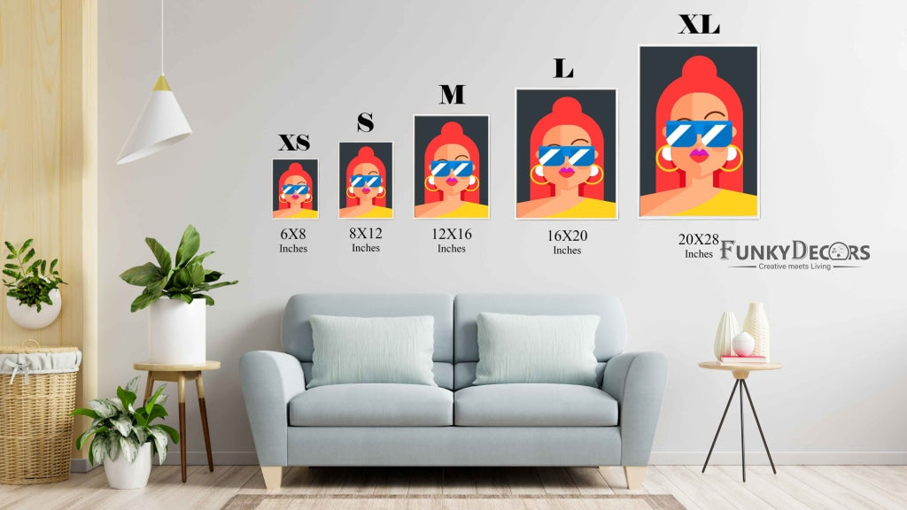 Retro Women Glasses Portrait Art Frame For Wall Decor- Funkydecors Posters Prints & Visual Artwork