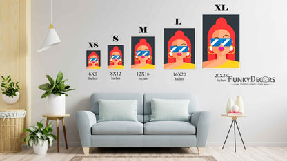 Retro Women Glasses Portrait Art Frame For Wall Decor- Funkydecors Posters Prints & Visual Artwork
