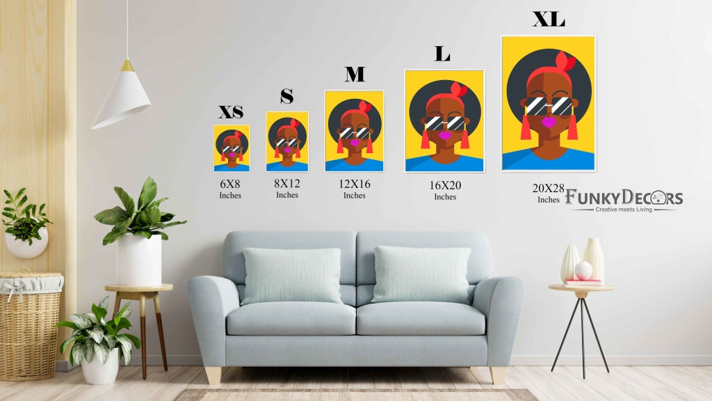 Retro Women Glasses Portrait Art Frame For Wall Decor- Funkydecors Posters Prints & Visual Artwork