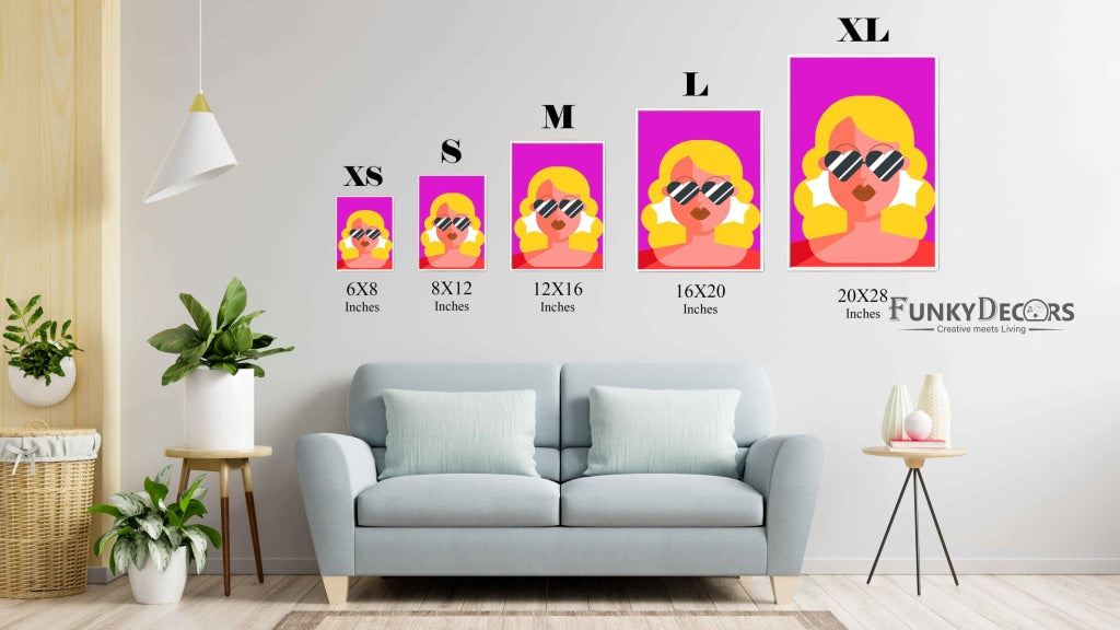 Retro Women Glasses Portrait Art Frame For Wall Decor- Funkydecors Posters Prints & Visual Artwork