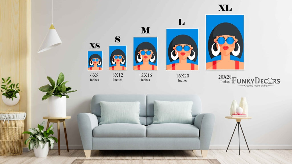 Retro Women Glasses Portrait Art Frame For Wall Decor- Funkydecors Posters Prints & Visual Artwork