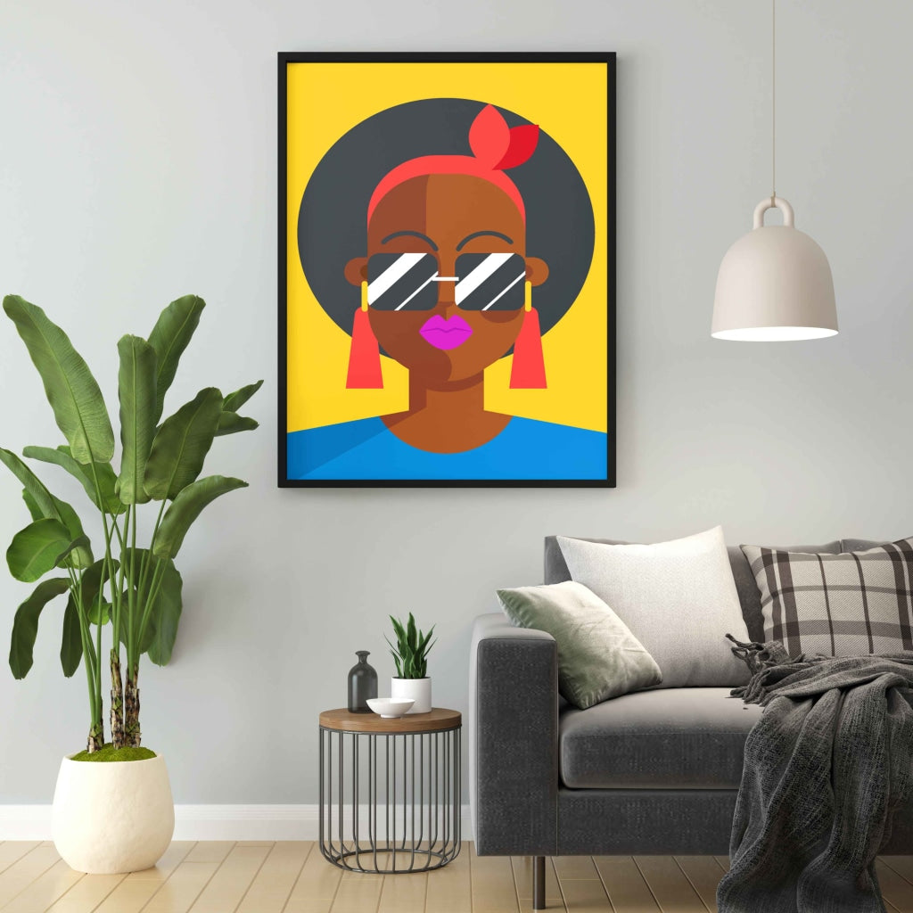 Retro Women Glasses Portrait Art Frame For Wall Decor- Funkydecors Xs / Black Posters Prints &amp;
