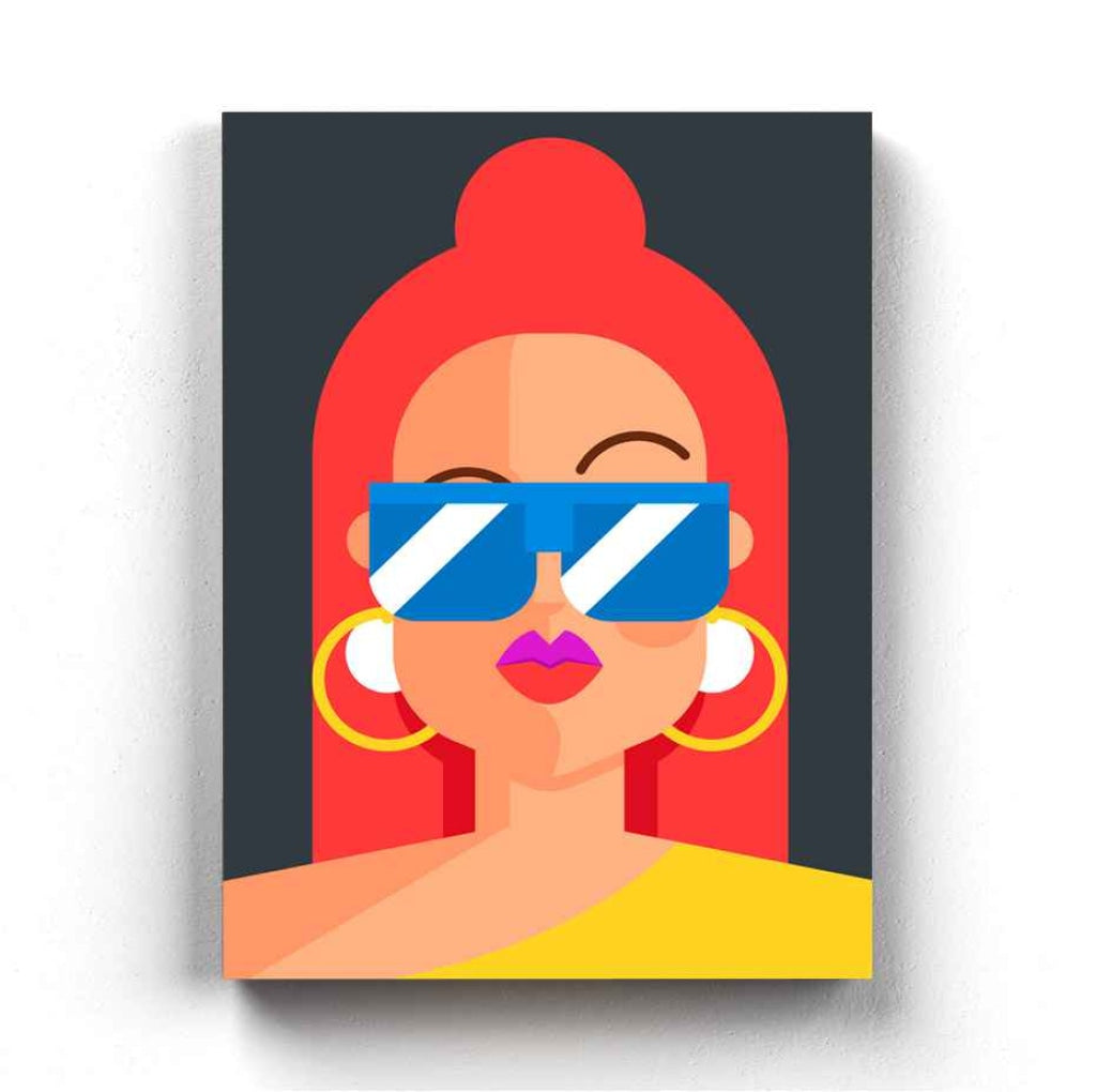 Retro Women Glasses Portrait Art Frame For Wall Decor- Funkydecors Xs / Canvas Posters Prints &