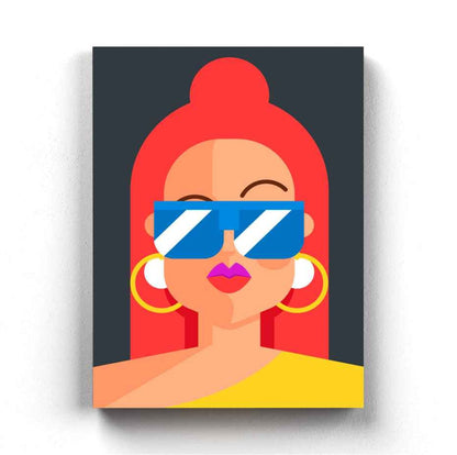 Retro Women Glasses Portrait Art Frame For Wall Decor- Funkydecors Xs / Canvas Posters Prints &