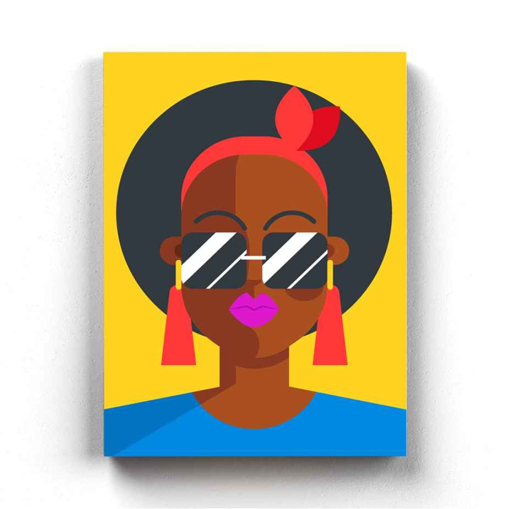 Retro Women Glasses Portrait Art Frame For Wall Decor- Funkydecors Xs / Canvas Posters Prints &amp;