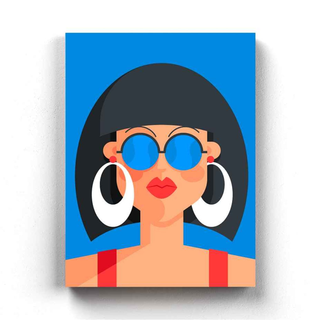 Retro Women Glasses Portrait Art Frame For Wall Decor- Funkydecors Xs / Canvas Posters Prints &amp;