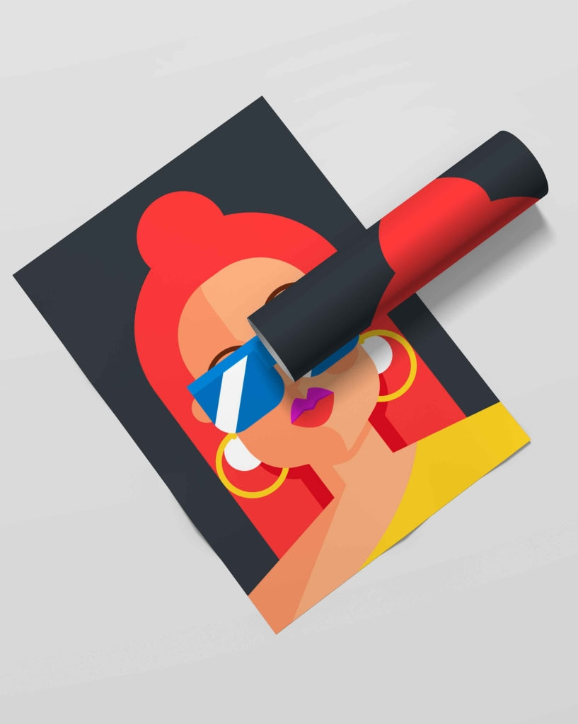 Retro Women Glasses Portrait Art Frame For Wall Decor- Funkydecors Xs / Roll Posters Prints & Visual
