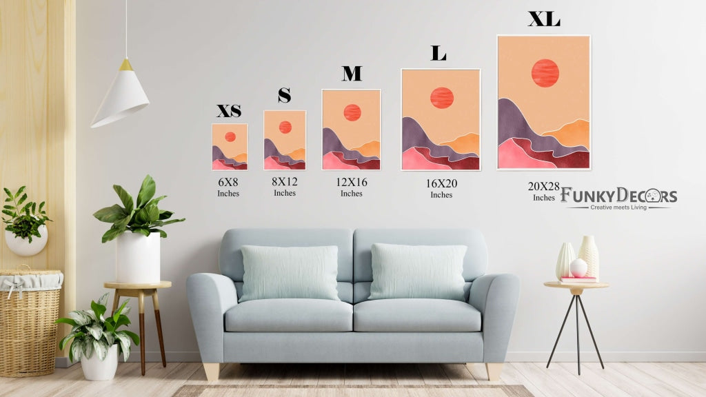 Rising Sun - Abstract 3 Panels Art Frame For Wall Decor- Funkydecors Posters Prints &amp; Visual Artwork
