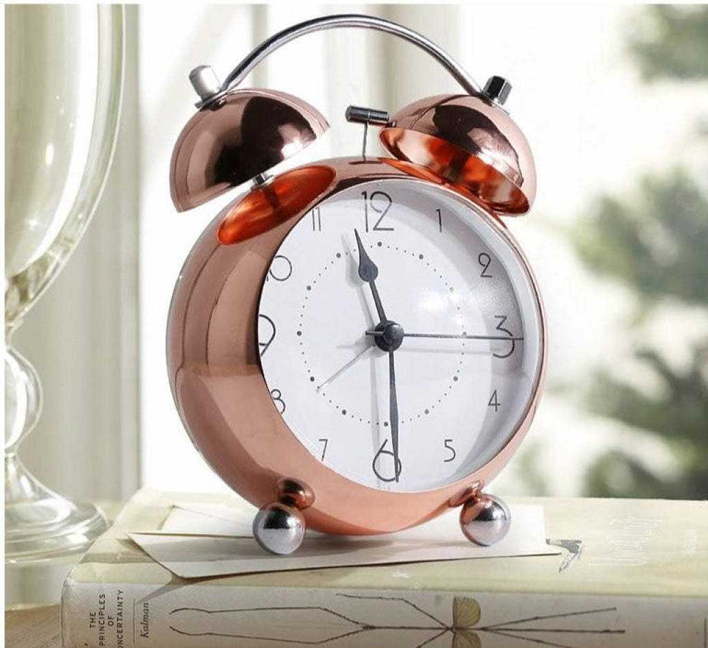 Rose Gold Royal Retro Style Alarm Kids Room Table Clock-Funkydecors Big Clocks